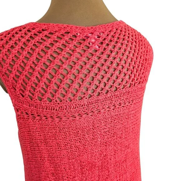 Lilly Pulitzer Hot Pink Neon Knit Fringe Top Sz S - Picture 5 of 9